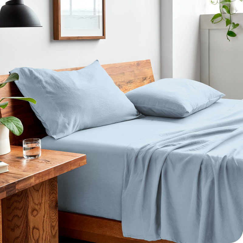Washed Ultra-soft Microfiber Sheet Set, Twin XL Sheet Set with 1 Pillowcase, Summer Sky