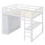 Lit mezzanine en bois avec garde-robe intégré, bureau, tablettes de rangement et tiroirs-756882722
