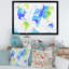 Carte du monde en vert et bleu - Impression sur toile-59283093-59283095