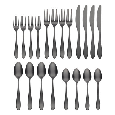 Delia Black Satin 20-Piece Flatware Set