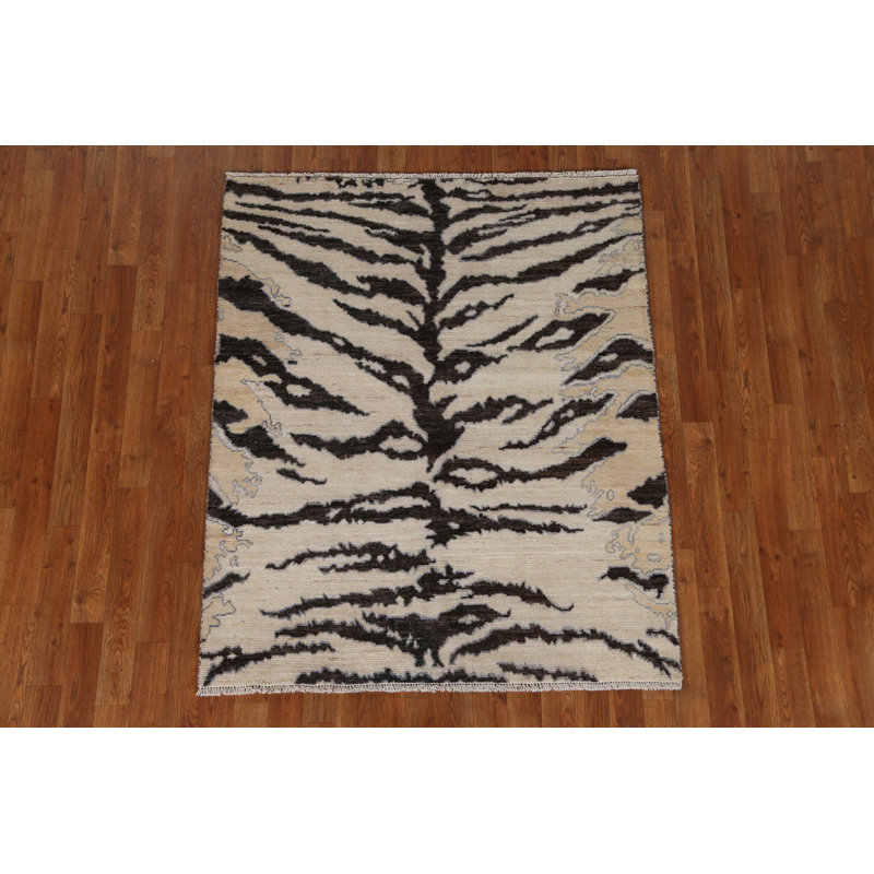 Tapis oriental en laine à teinture végétale noué à la main 4 x 5