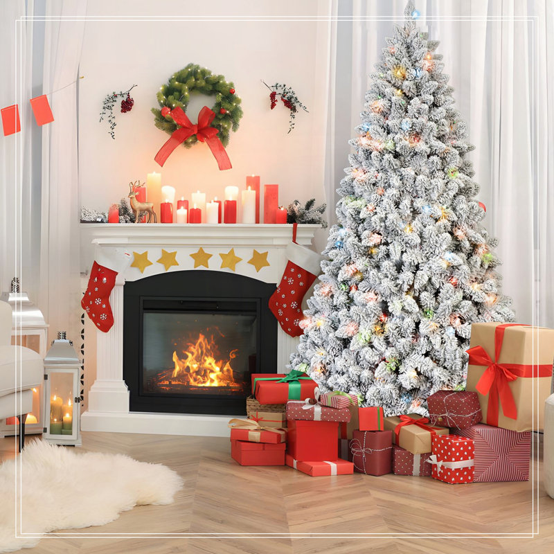 Arbre de Noël 5 pi avec 300 lumières colorées UL et 27 pommes de pin naturelles