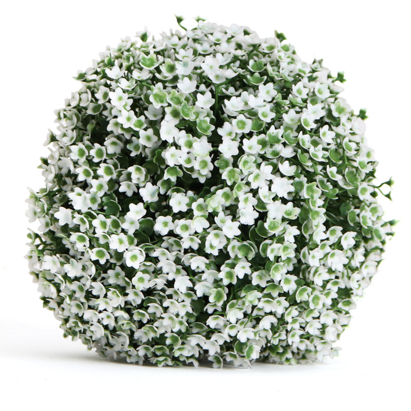 Small Baby's Breath and Boxwood Artificial Topiary Centerpiece