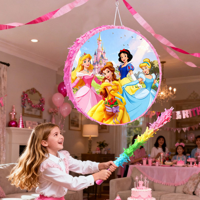 Ensemble de 4 décorations princesse rondes pour fête d'anniversaire princesse