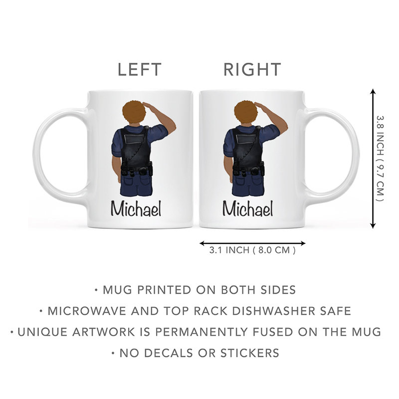 Tasse à café personnalisée, Jaune / brun, homme, agent de police 16, Oui