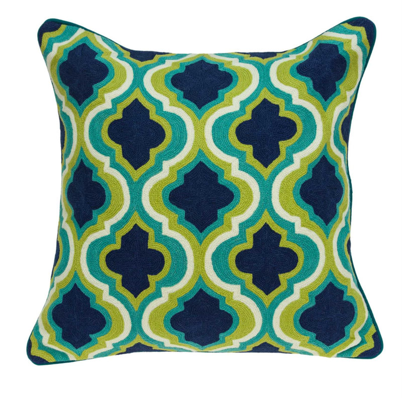 Muja Multicolor Cotton Embroidered Square Throw Pillow