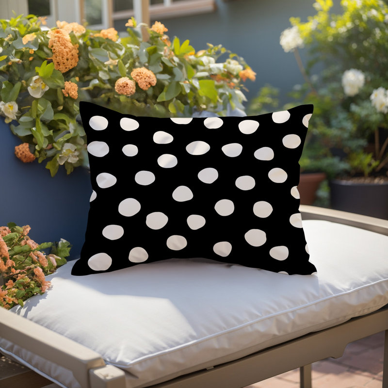 Sofi Minimalist Reversible Indoor/Outdoor Lumbar Pillow, 14"H x 20"W, Black