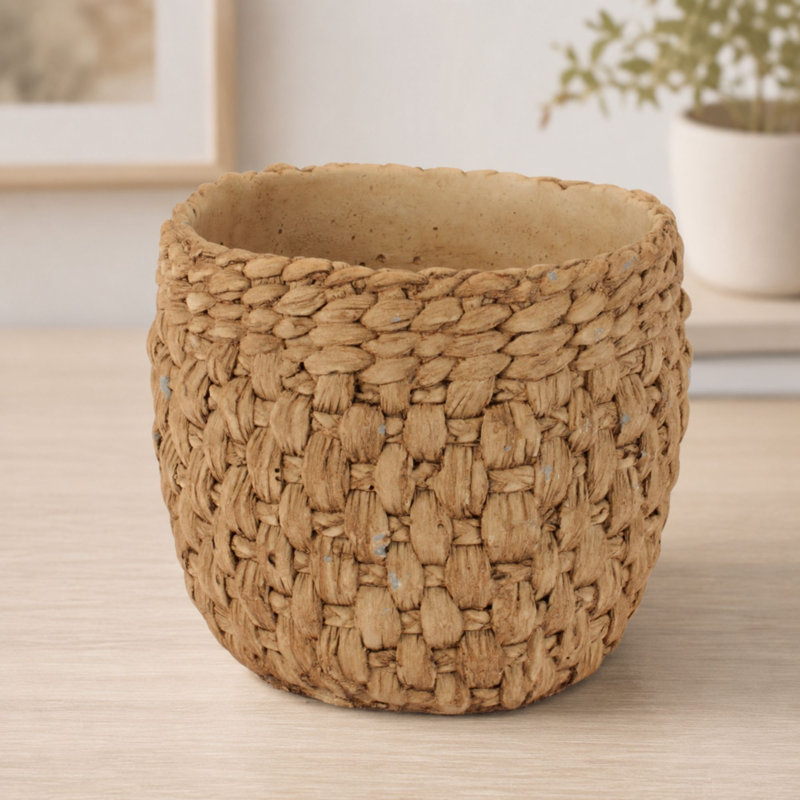 Pot à fleurs en ciment tissé, P 7 po x H 6,25 po