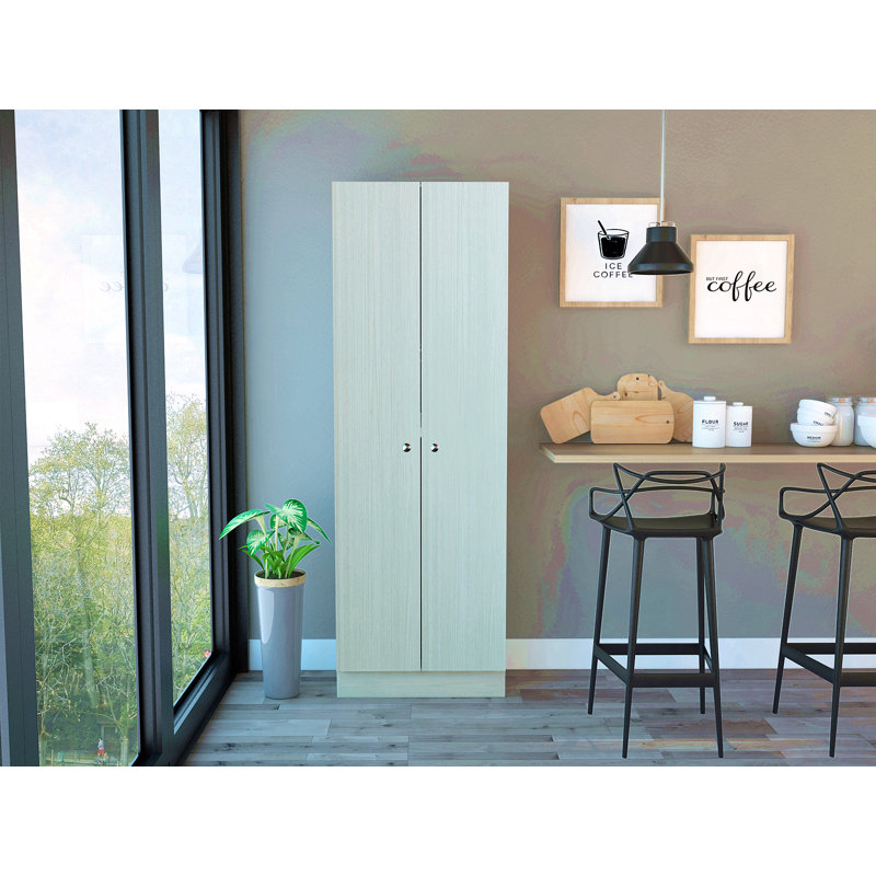 Armoire à rangement multiple, double porte, cinq tablettes, Beige
