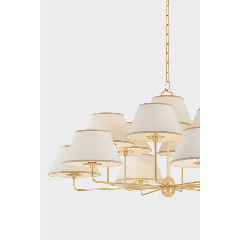 Durland Chandelier in Aged Brass, 13 Lights, 25.75" H x 55" W x 55" D