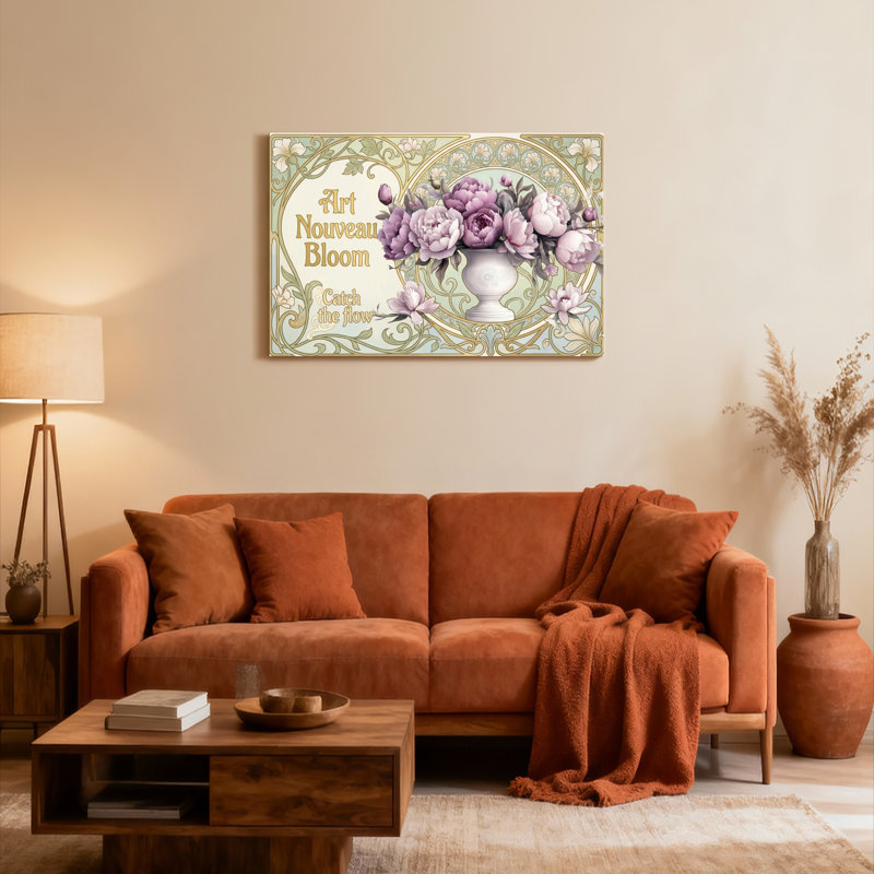 Ensemble de 1 tableau sur toile à motif floral Art Nouveau Bloom, H 20 po x l 30 po