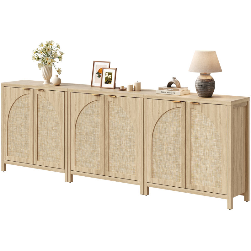 Boho - Rattan Sideboard With Adjustable Shelves, Light Oak