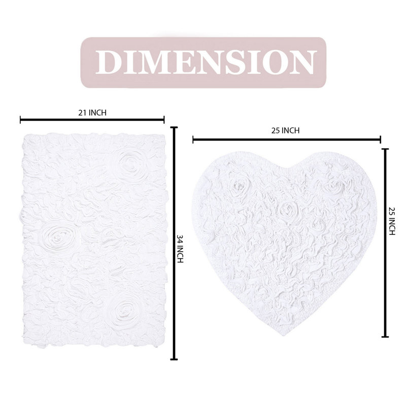 Freida 2 Piece Bath Rug Set, White