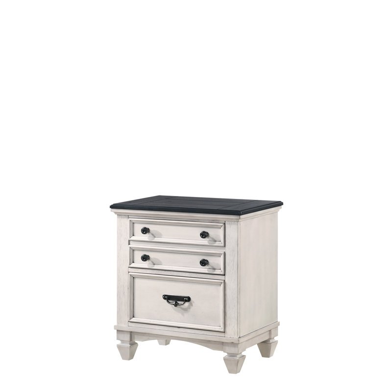 Table de chevet à deux tons pour la chambre à coucher: deux tiroirs de rangement, structure solide avec une finition solide et stable