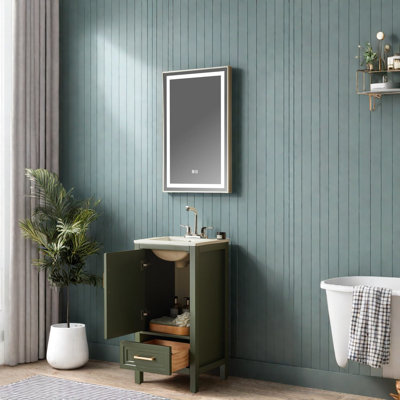 Meuble-lavabo moderne vert avec rangement