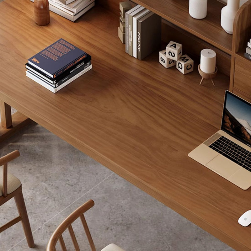 Bureau de direction rectangulaire en bois massif avec tiroirs Walnut, H 53,15 po x l 86,61 po x P 23,62 po