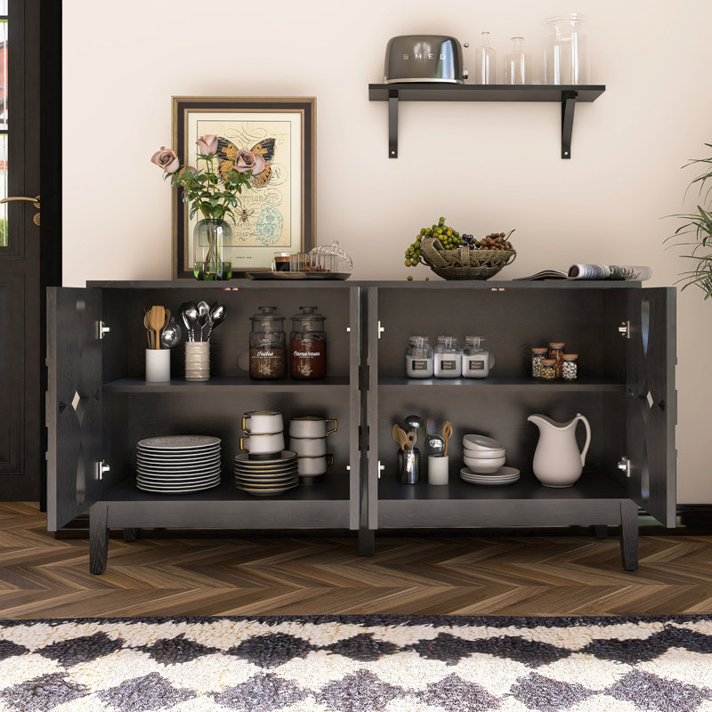 Buffet Mid-Century moderne avec tablettes réglables