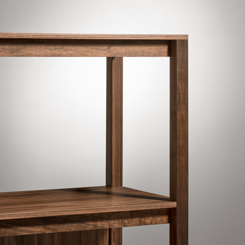 Open Plan Solid Wood Bookcase, Walnut