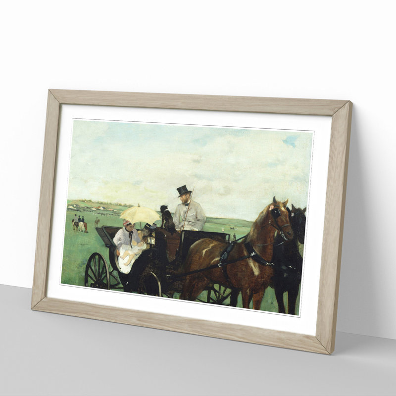 At the Races in the Countryside by Edgar Degas - Picture Frame Graphic Art, Oak Framed, 27cm H x 36cm W x 2cm D