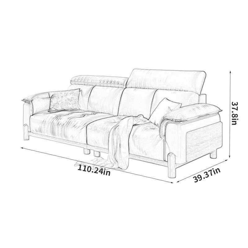Canapé Minimalist Creative, Gris, H 37,8 po x l 110,24 po x P 39,37 po