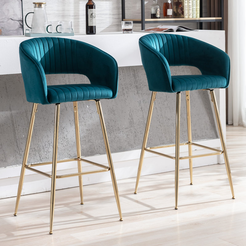 Tabourets de bar 28,75 po Alaki, Bleu sarcelle