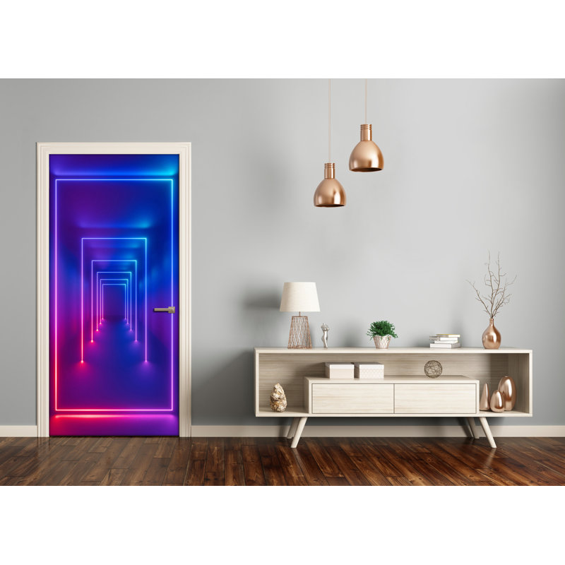 Blue Neon Door Decal