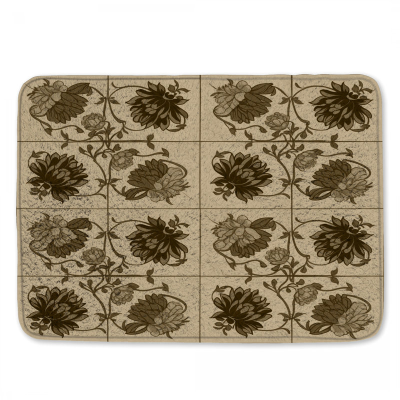 Tapis de bain à motif floral, L 34 po x L 21 po