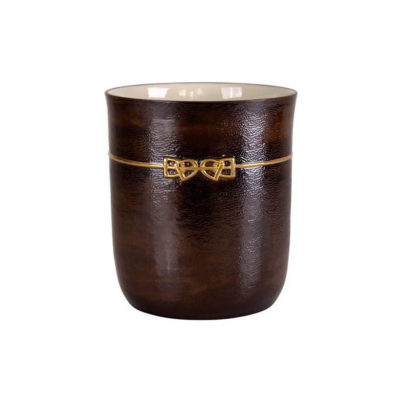 Dressage Kitchen Trash Can,  Moka/Gold