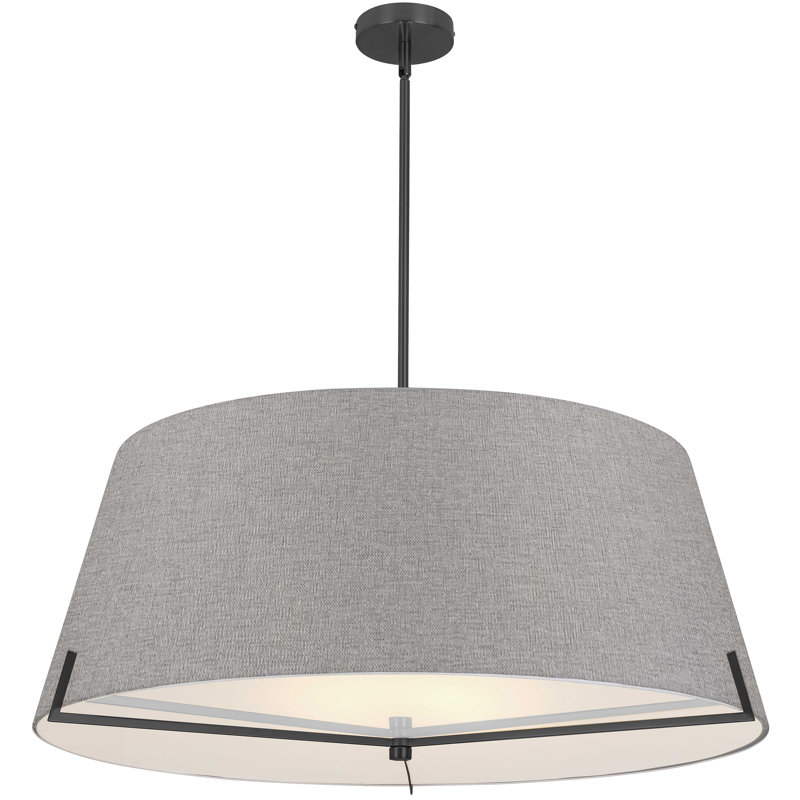 Luminaire suspendu 4 lumières Krisna, gris, Noir mat, H 12,5 po x l 33 po x P 33 po