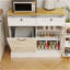 Armoire de rangement pour poubelle de cuisine avec 2 tiroirs, 1 armoire à ordures basculante, 1 porte avec support de rangement et 2 tablettes pour la cuisine, la salle à manger et le salon - blanc