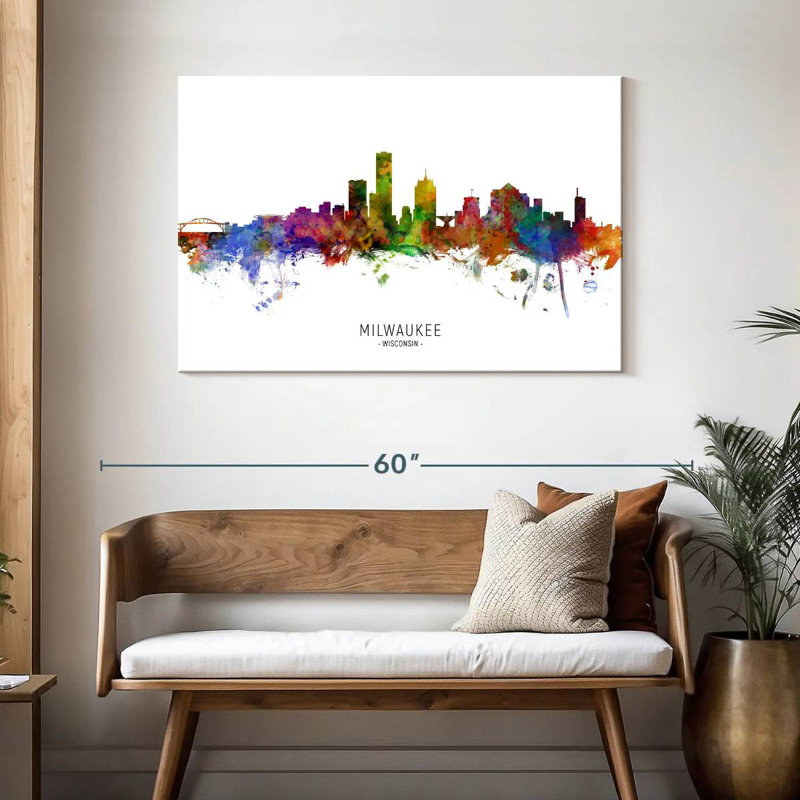 Milwaukee Wisconsin Skyline I, 30" H x 45" W