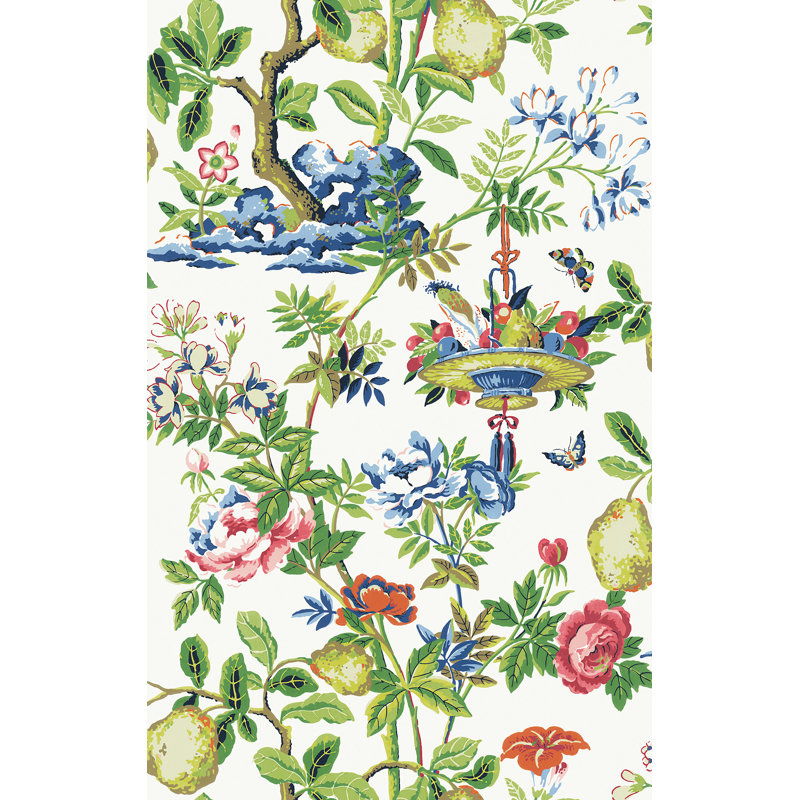 Peel & Stick Floral Roll, Green/Pink