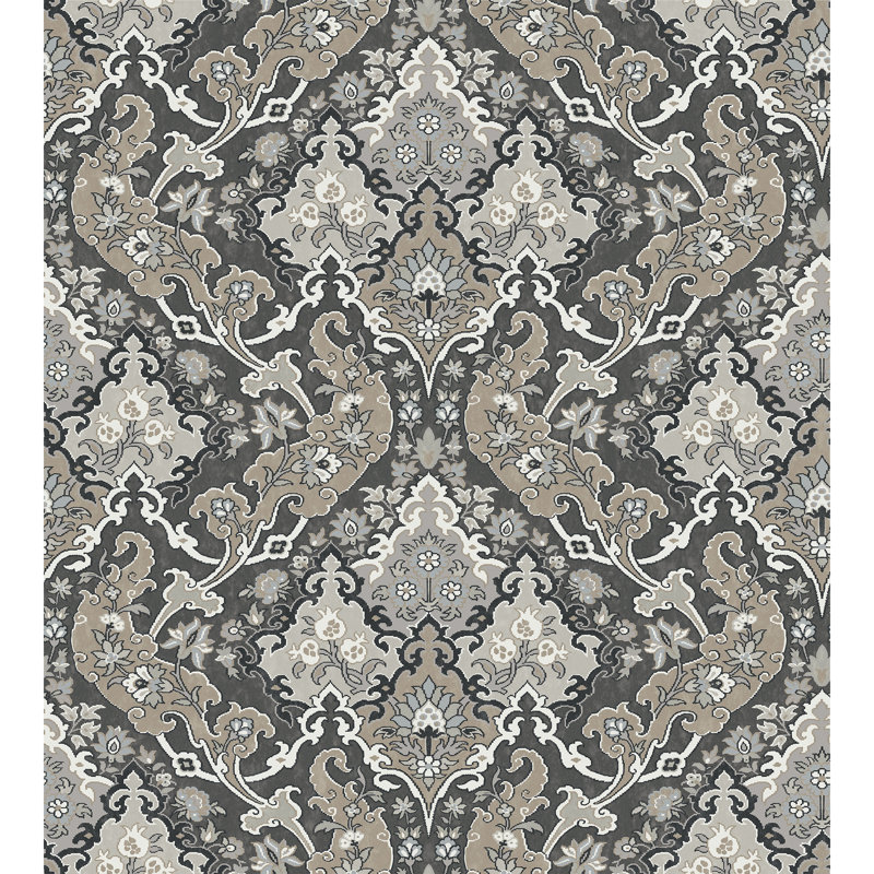 Mariinsky Pushkin Damask Wallpaper Roll, Charcoal
