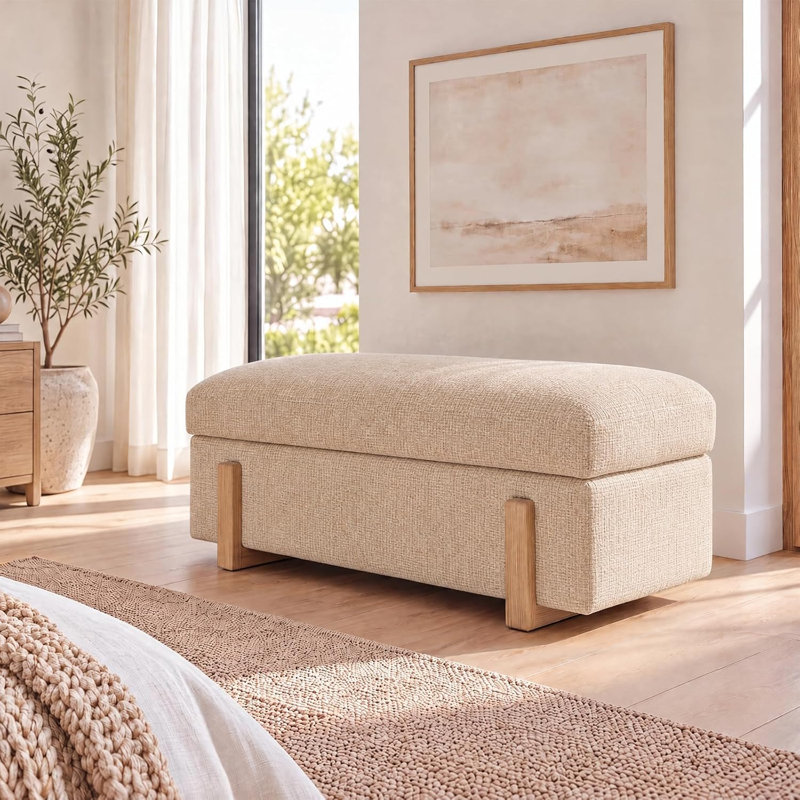 Storage Bench, Chenille-Khaki