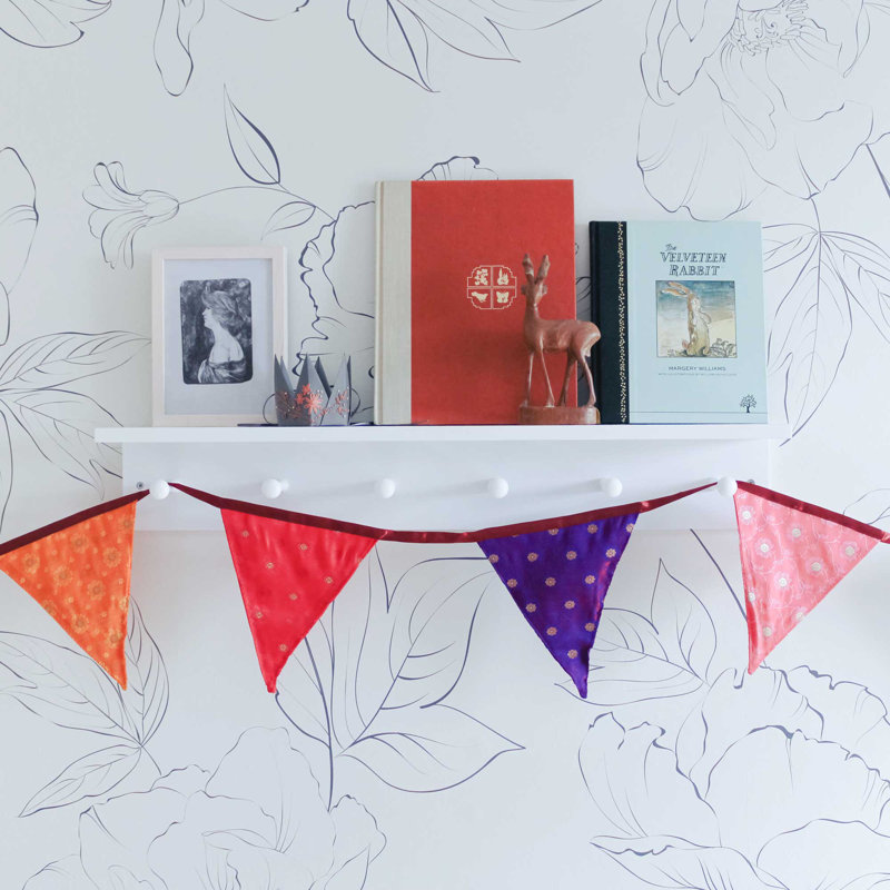 Recycled Sari Bunting, 14cm H x 210cm W