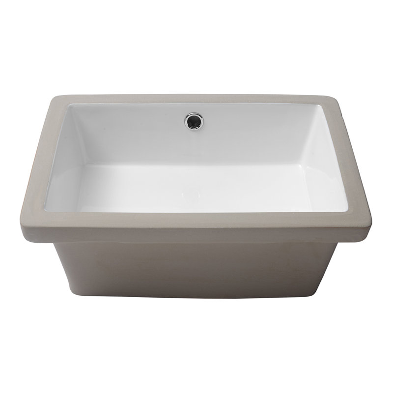 Lavabo de salle de bain rectangulaire encastré en céramique blanche avec trop-plein, 18 x 12 pouces | Idée de cadeau