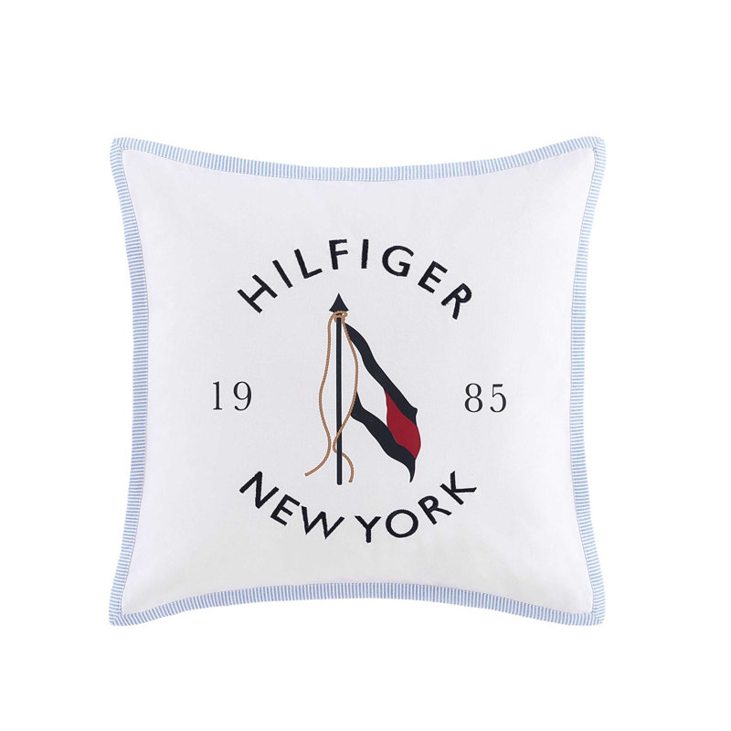 Tommy Hilfiger NY Flag White Throw Pillow