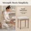Maquillage de tabouret d'appoint avec revêtement en lin et pieds sculptés en bois massif-131242030