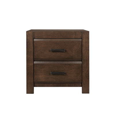 Espresso Finish Wood Nightstand With 2 Drawers, Contemporary Bedroom Furniture | Gift Idea