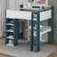Lit mezzanine double en bois avec bureau, tablettes de rangement et rails-2137023548