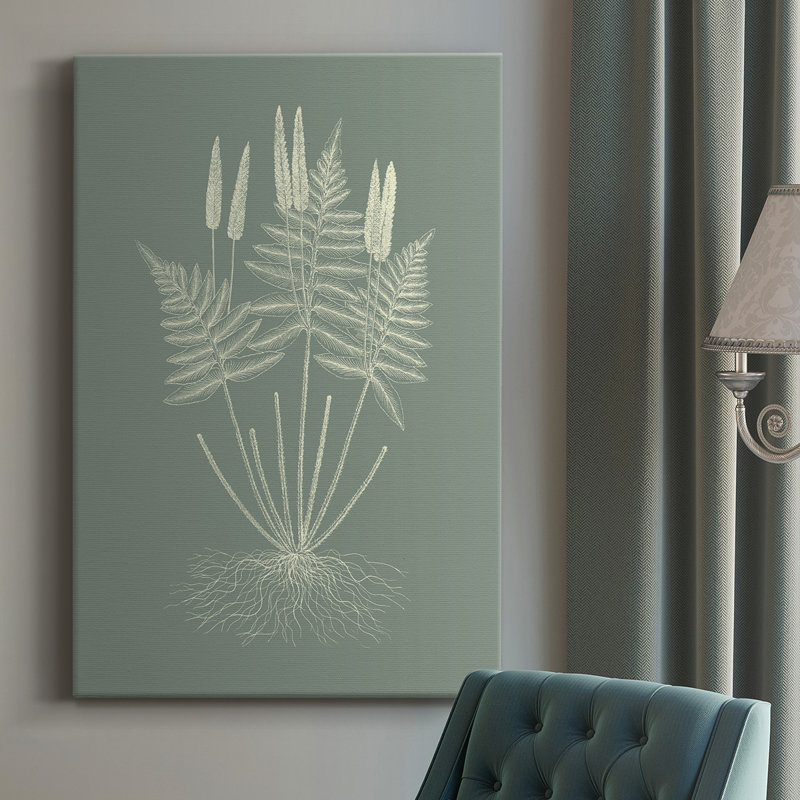 " Ferns On Sage VII ", 16" W x 27" H