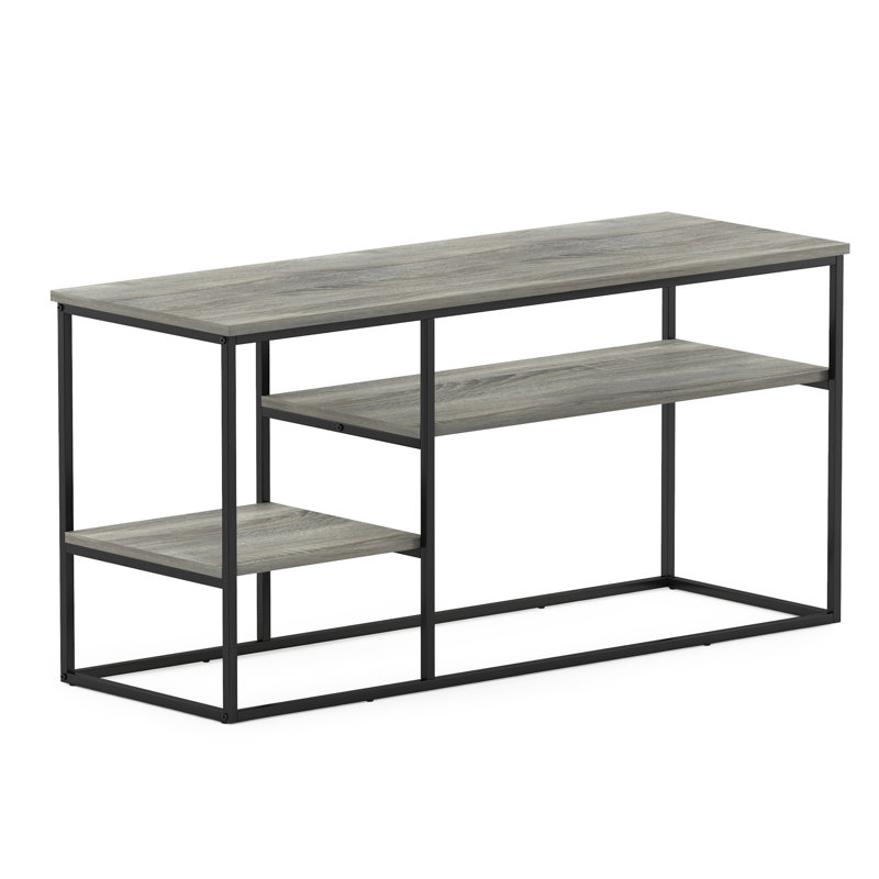 TV Stand for TVs, Gris chêne français/noir, 21.9" H x 45" W x 15" D
