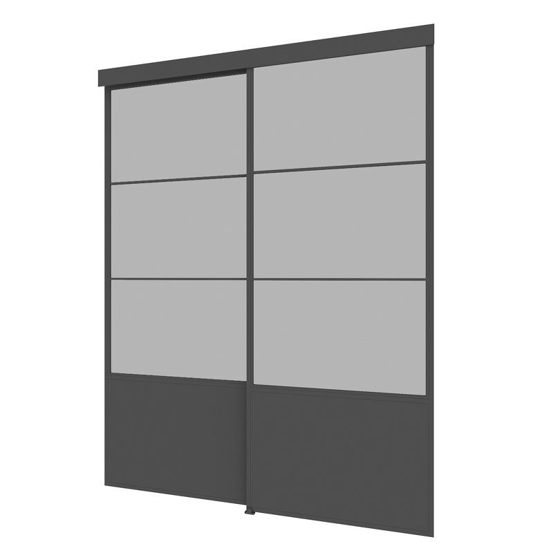 Porte de placard à cadre en acier noir avec verre trempé givré Collection Metro, L 48 po x H 80 po