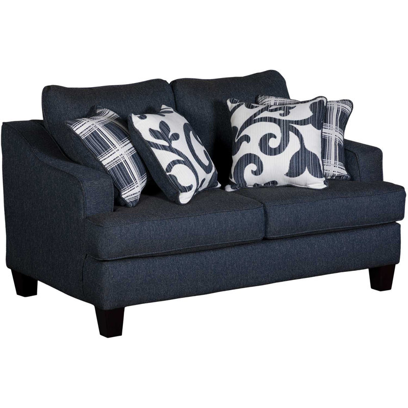 Causeuse à accoudoirs encastrés 64 po avec coussin réversible, Marine