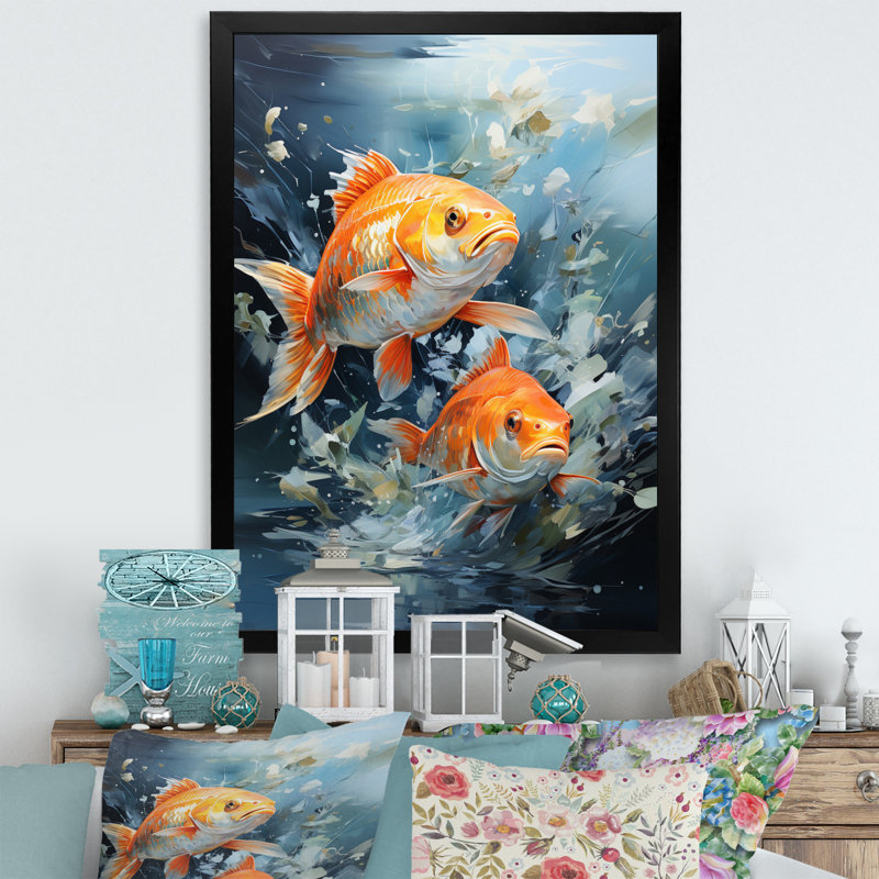 " Fishing Carp Collage II ", 32" H x 24" W x 1" D, Black Picture Framed