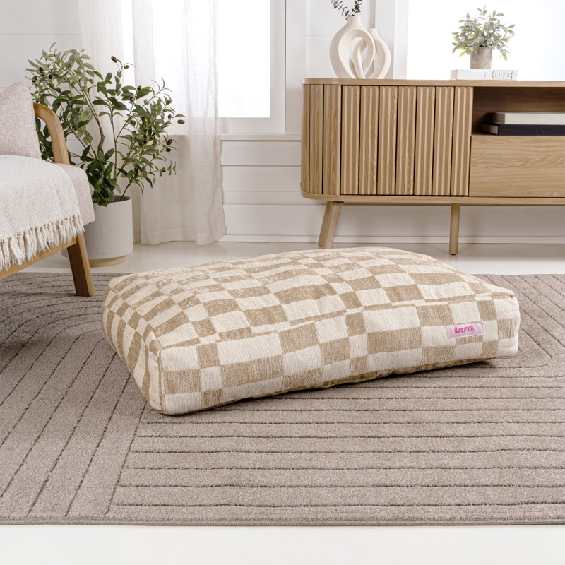 Medium Beige and Cream Polyester Bolster Pet Bed