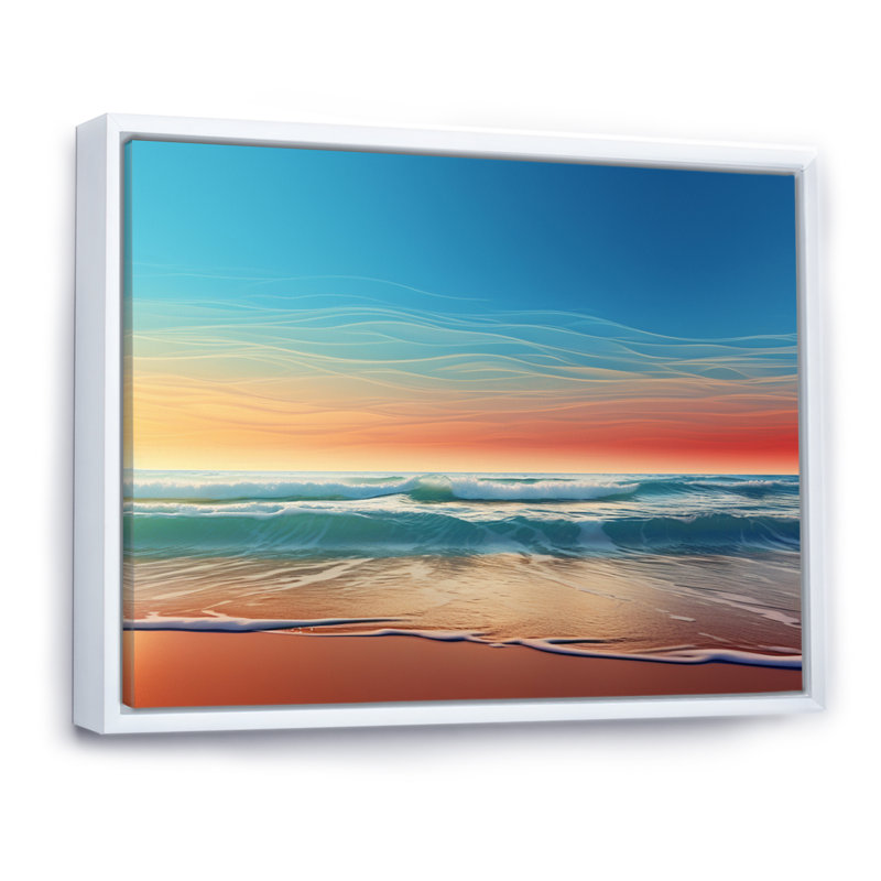 "Coastal Minimalisme" Photo encadrée sur toile, H 34 po x l 44 po x P 1,5 po, Cadre flottant blanc