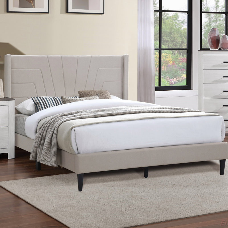 Lit plateforme grand lit 1pc, Light Brown