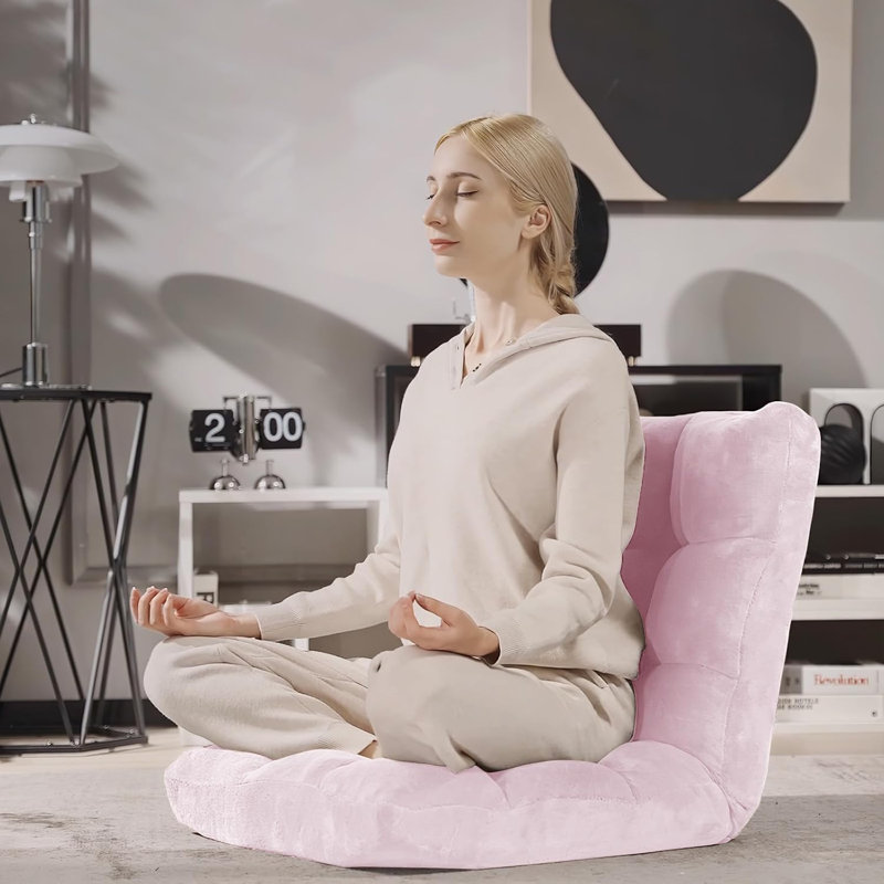 Chaise de plancher réglable avec support pour le dos - Fauteuil inclinable à 14 positions, lit matelassé, fauteuil de méditation et de jeu, structure en acier robuste, base antidérapante, conception peu encombrante