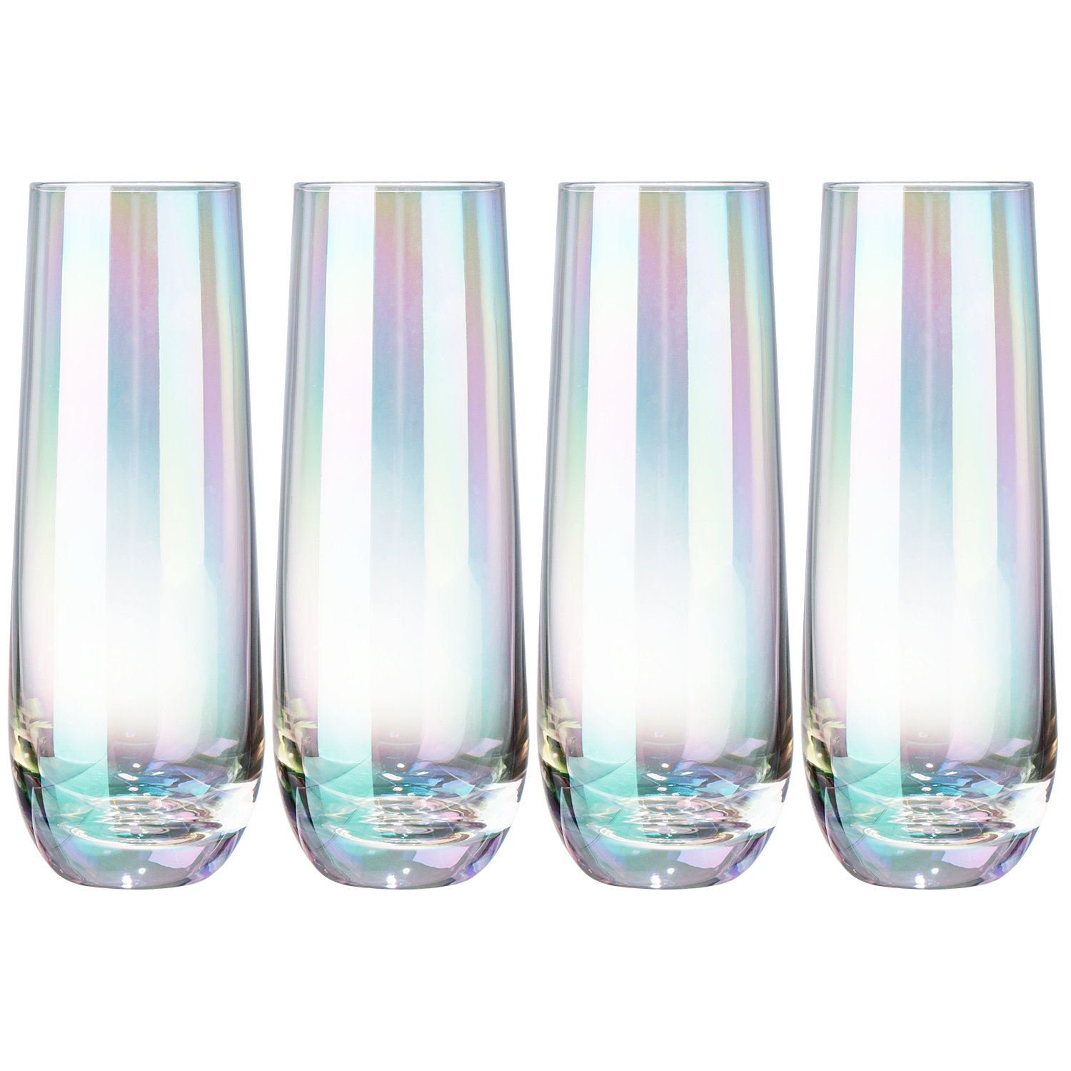 JoyJolt Milo Stemless Champagne Flutes Crystal Glasses - Set of 8 Glasses -  9.4oz